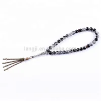 

YS04-black Crystal rosary chain Jade hand Turquoise material prayer muslim tasbeeh beads tasbih islamic products for souvenir