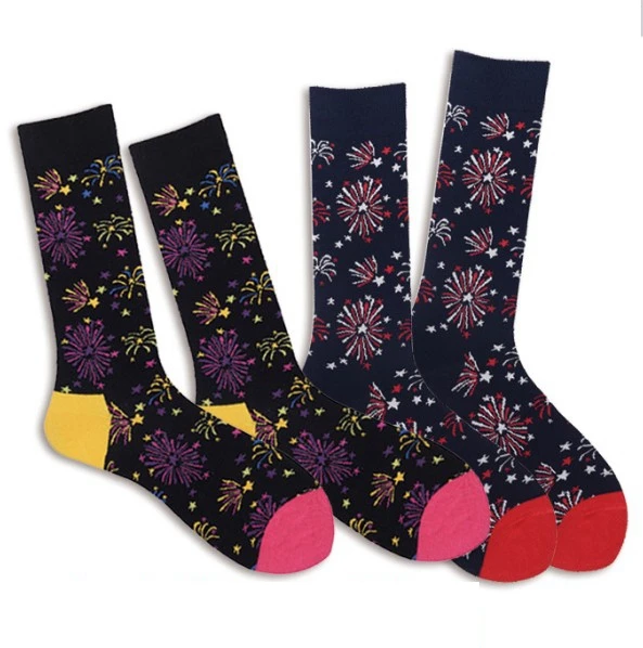 

Match-up new cartoon styles wholesale man's cotton fireworks dress street black socks, Picture shown
