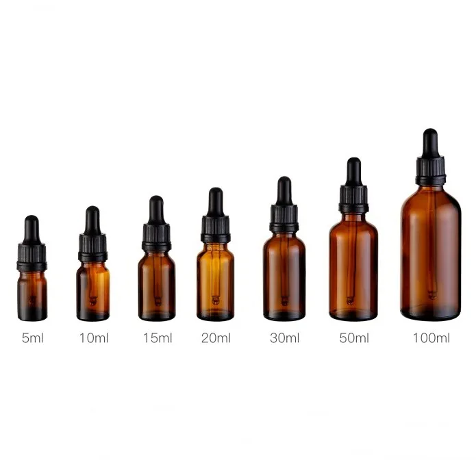 Cosmetic glass essential oil amber clear dropper bottle