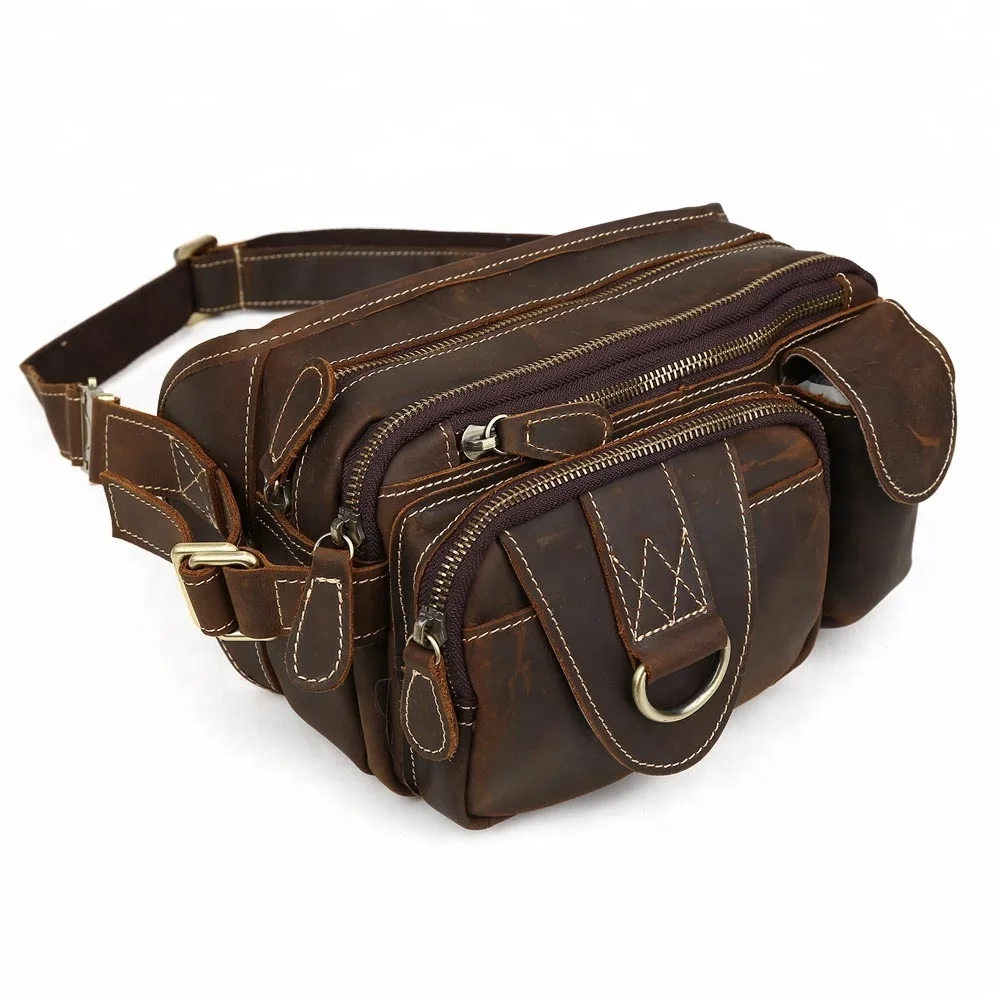 

Tiding Men Vintage Large Capacity Genuine Leather Waist Bags Fanny Hip Pack For Travel Cycling Hiking