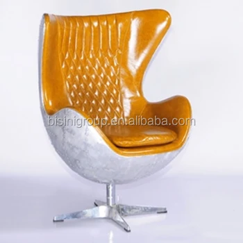 Post Modernism Egg Chair With Yellow Genuine Leather Luxury Egg