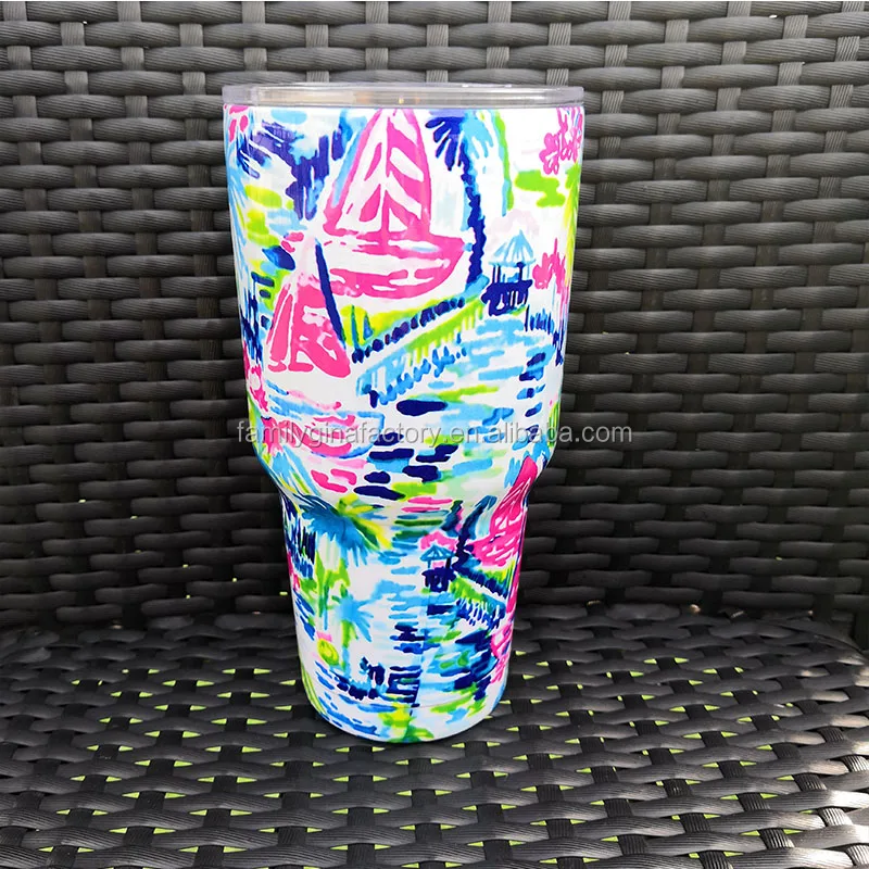 

Wholesale Monogrammed Stainless Steel Lilly Inspired Tumbler, As pics show