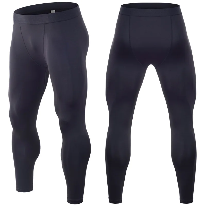 men gym fitness compression black leggings elastic tights for sportswear