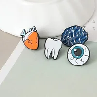 

Cartoon Button Badge Jewelry Enamel Human Body Organs Medical Brain Eye Tooth Heart Brooch Lapel Pin for Women Clothing Bag