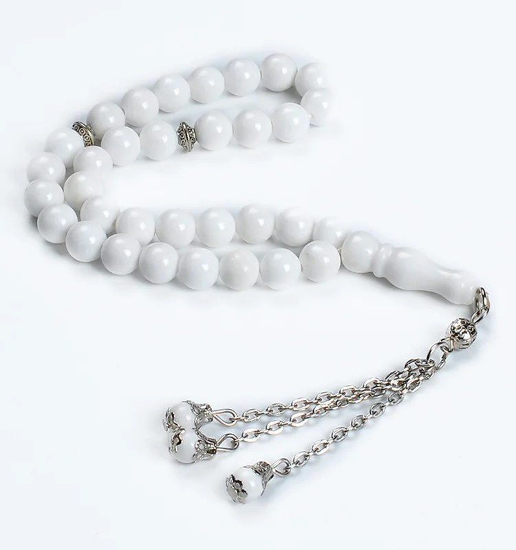 YS92 Natural white 2020 muslim rosary mala Lebanon misbaha bracelet genuine religious Coral jade beads islam tesbih 33