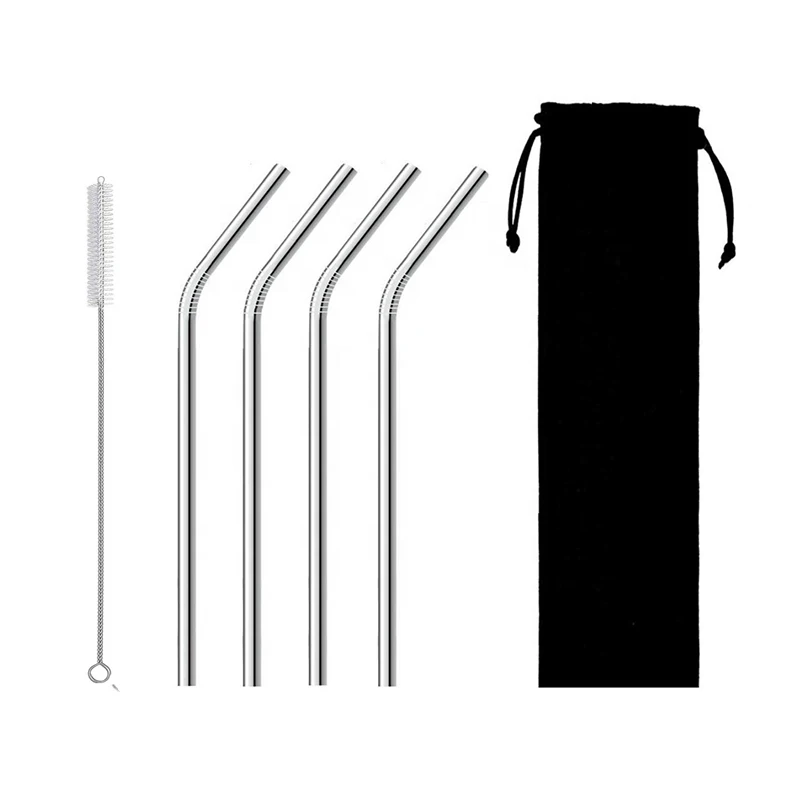 

Wholesale Reusable rainbow colorful straight bent Stainless steel Drinking Straws