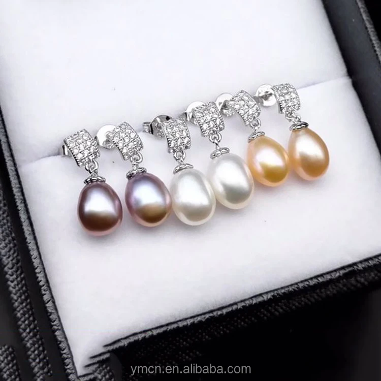 

8-9MM 925 Silver Freshwater Rice Shape Pearl Earrings single earrings