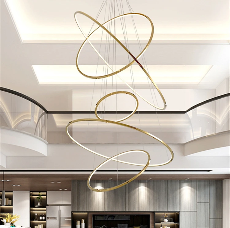 Plated stainless steel 1.2M rings golden lamps home decor