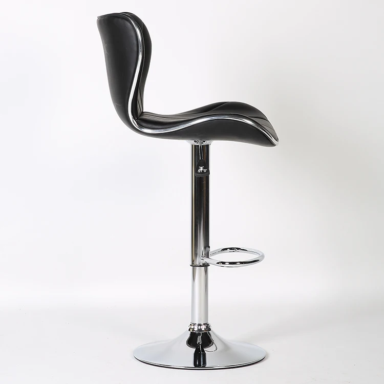 Swivel High Quality Modern Pu Synthetic Leather Bar Chair Black Adjustable Metal Stool Legs