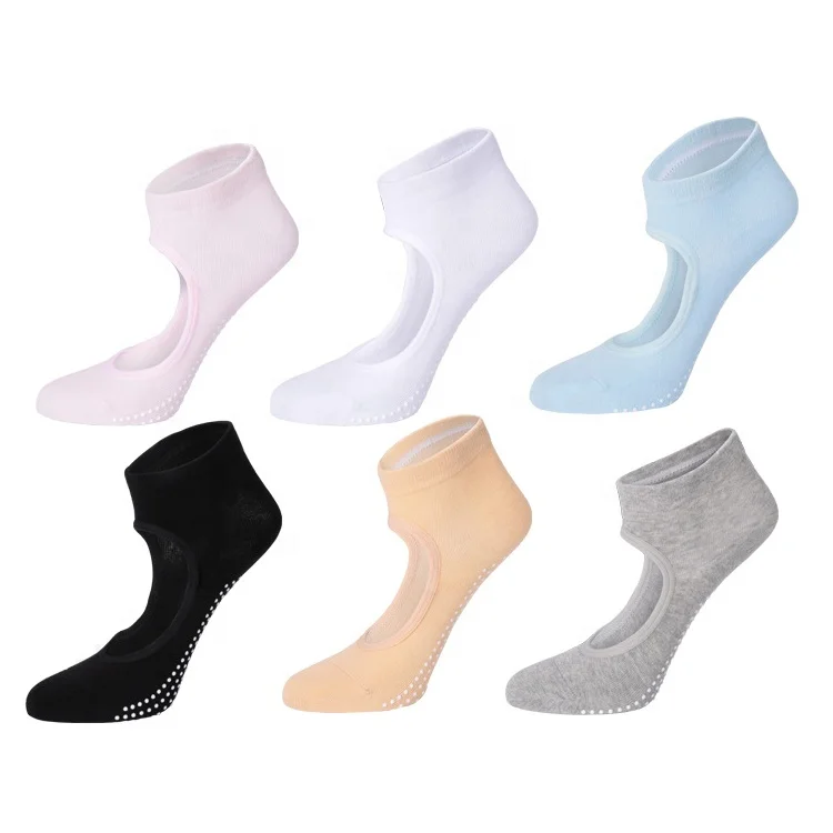 

Wholesale Anti slip Pure color backless Breathable cotton sports Women yoga socks