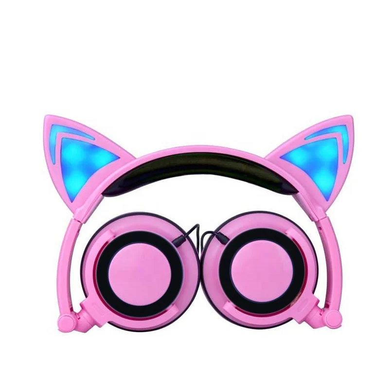 

OEM cartoon glow cat ear kid headphone, Black;white;blue;green;pink;yellow;gray