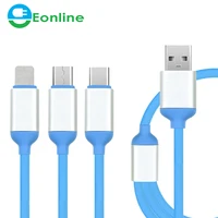 

3 In 1 Micro USB Type C 8-pin Multi Charger Cable for Xiaomi Samsung Mobile Phone USB Cord USB-C Charging Cabel