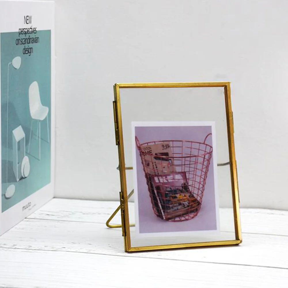 Simple 4x6inch Glass Floating Picture Frame Metal Table Top Wedding