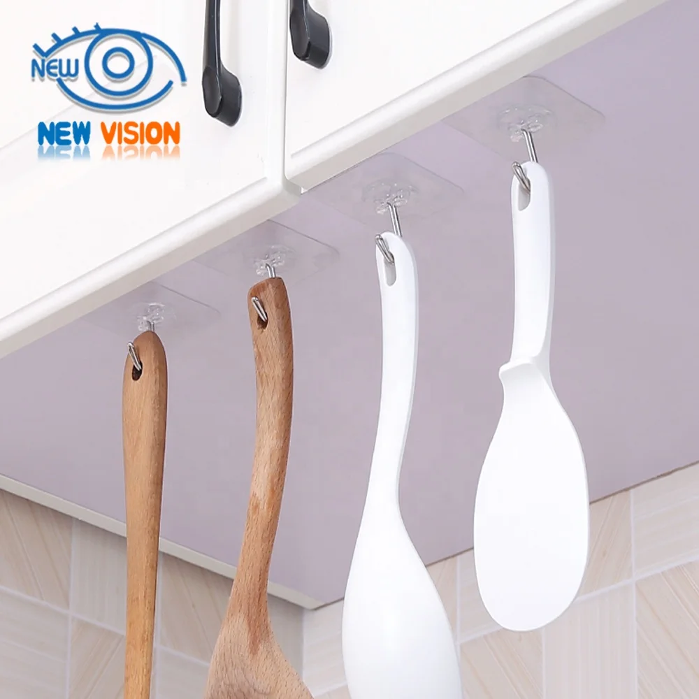 

Transparent Suction Cup Sucker Wall Hooks Hanger For Kitchen Bathroom Seamless Wall hanging hook, Clear