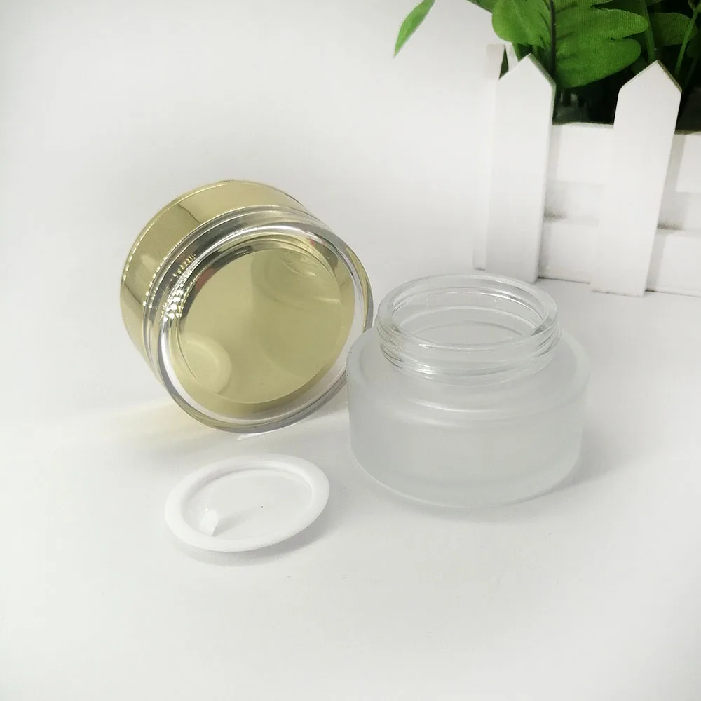 30g Glass Frosting Cream Jar Acrylic Golden Lid Cosmetic Packaging ...