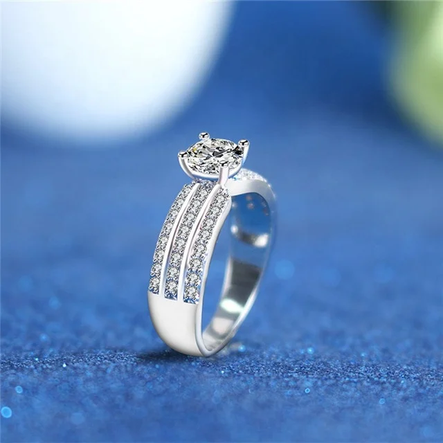 

White Stone White Gold Color Wedding Rings For Women zircon Engagement Ring Fashion Accessories