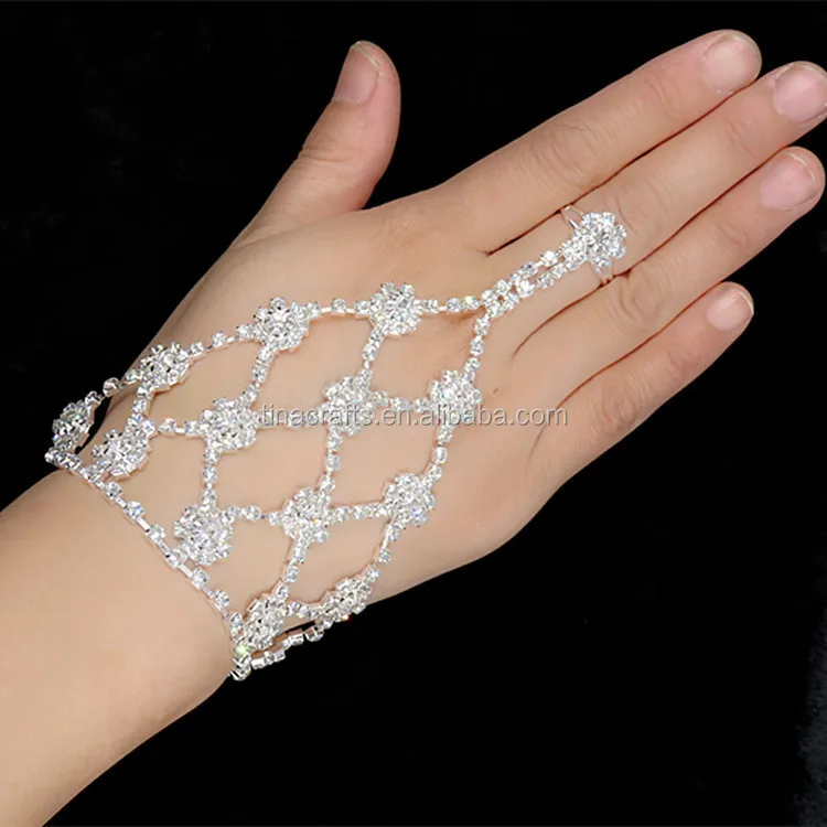 

Fashion Latin Dance Jewelry Silver Plated Crystal Finger Ring Bracelet