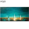 Skill Painter Pure Handmade Modern Landscape Knife Oil Painting on Canvas for Living Room Green Seascape Wall Painting