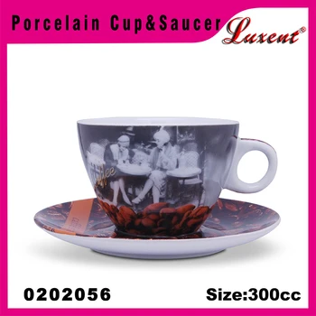 Porcelain Cuccino Decal Jumbo Coffee Cup And Saucer Set Porcelain Cuccino Decal Jumbo Coffee Cup And Saucer Set View Larger Image