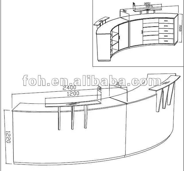 Home Company Office Customized L Shaped Counter Office Used