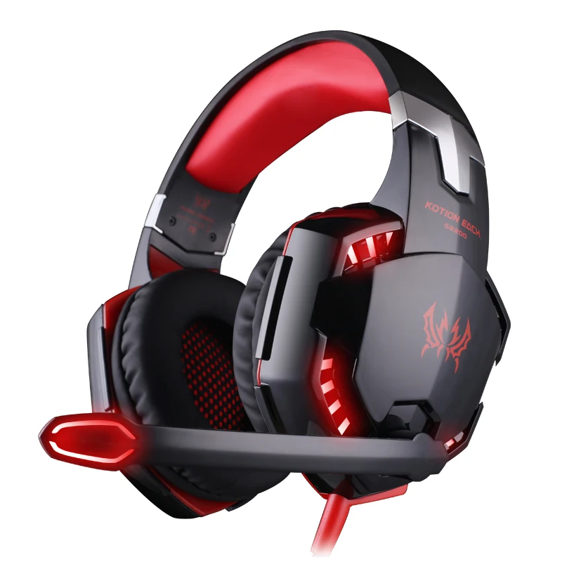 

Kotion Each G2000 Headband Computer Gaming Headset Headphone Single 3.5mm Jack Wired PU Leather for PS4 XBOX Black Red