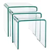 Custom clear glass 3 end side acrylic table sets acrylic riser stand acrylic coffee table