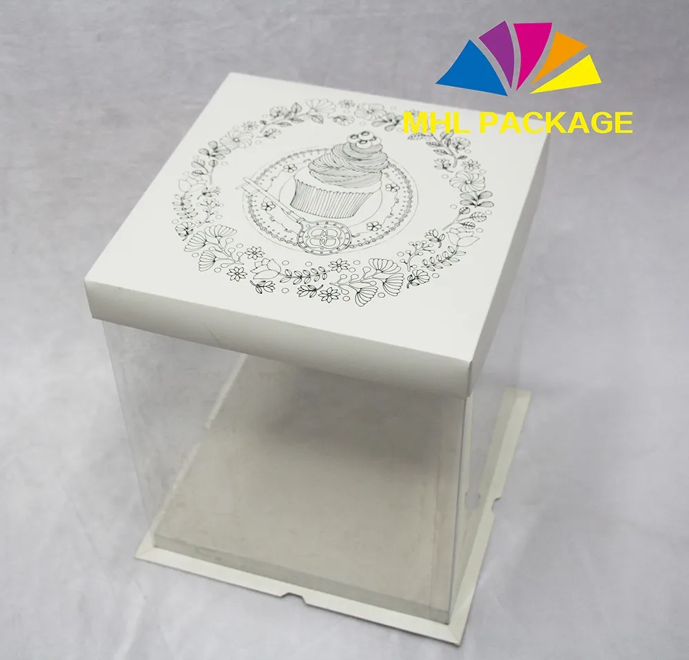 Customized Square Clear Plastic Wedding Cake Boxes With Ribbon Buy