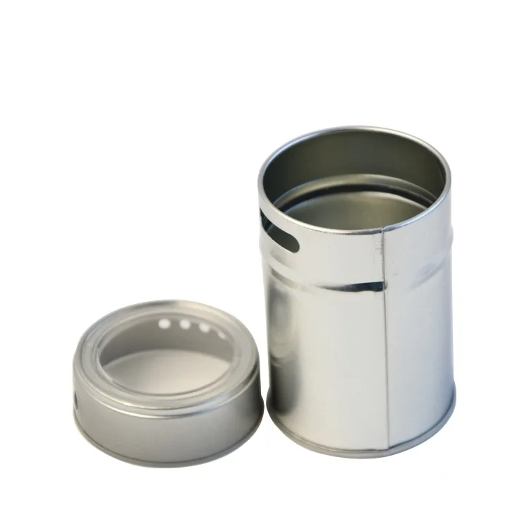 new design small round spice tin box with hole clear window lid