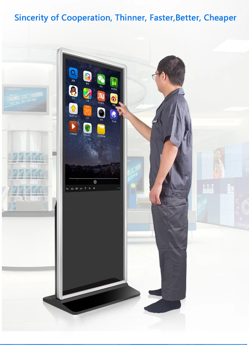 55 Inch Led Multi Touch Screen Digital Signage Kiosk Built-in Pc X86 ...