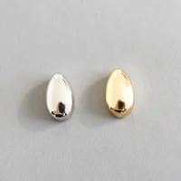 

INS S925 Sterling silver jewelry CHIC 14K gold plated shiny Smooth Oval silver stud earrings women