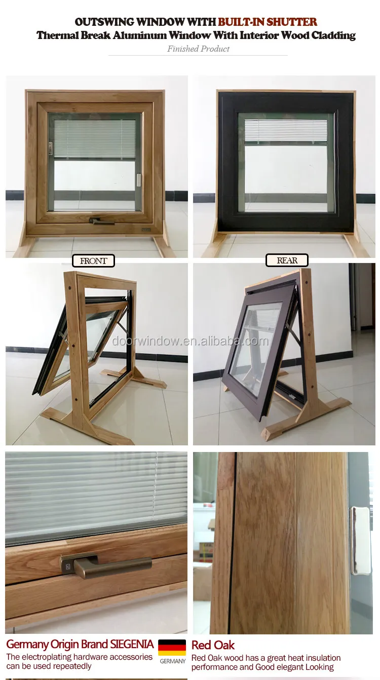 Hot new products wooden blinds windows with built in screen windows