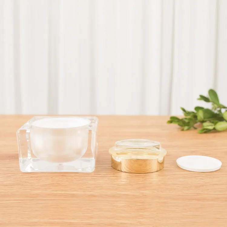 Square Plastic Acrylic Cream Jars Cosmetic Packaging Empty Container