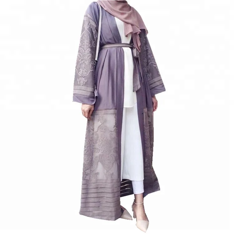 

2018 new embroidery and mesh muslim dubai abaya dresses, Black;grey;purple;navy