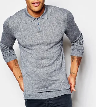 long sleeve muscle fit polo