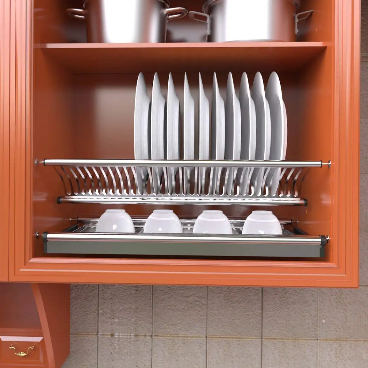 металлическая полка для посуды в шкаф