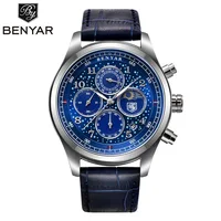 

BENYAR 5122M Men Quartz Watches High Quality Stone Analog Luxury Leather Fashion Men Wristwatch