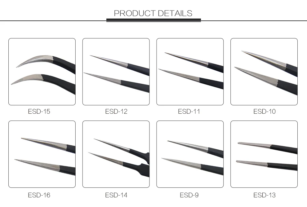 BEST ESD Pointed Precision Professional Anti-Static Electric Tweezers For Computer Repair Tools