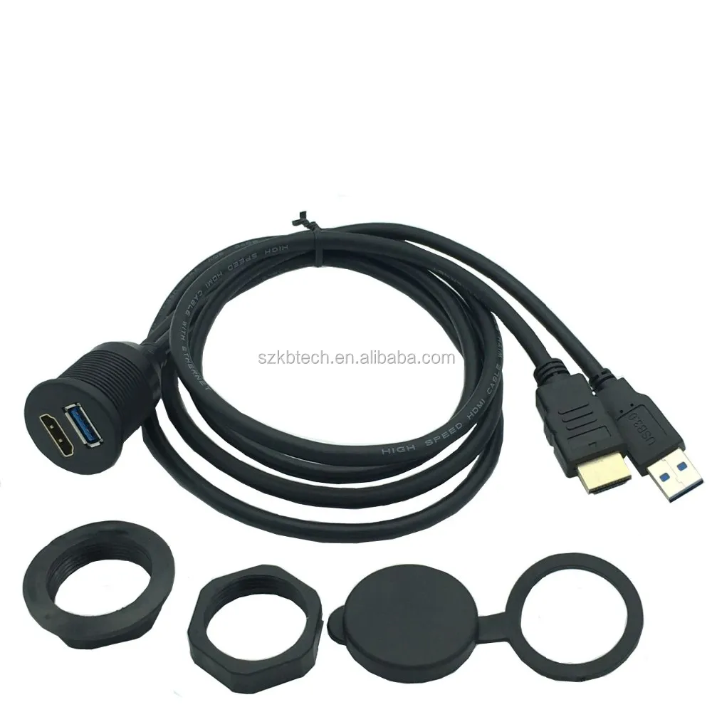 2 Ports Dual Usb 3.0 Male To Usb 3.0 Female Aux Flush Mount Car Mount