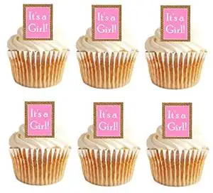 Buy 24pk Its A Girl Baby Shower Deep Burlap Brown Pink Edible