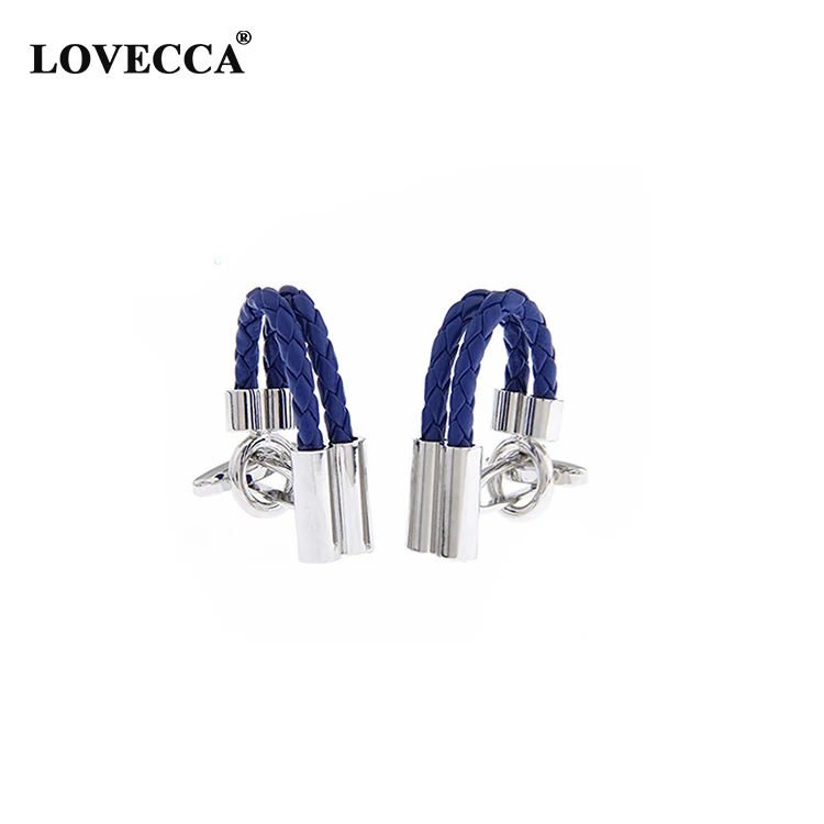 

Hot Sale Blue Leather Chain Cufflinks Healthy Cuff link weaving cuffs button for Men Suit Jewelry, More colors for options