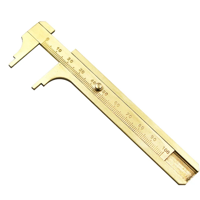 

Hot 80mm/100mm pointed end Mini brass caliper Retro brass portable copper caliper vernier scale 1