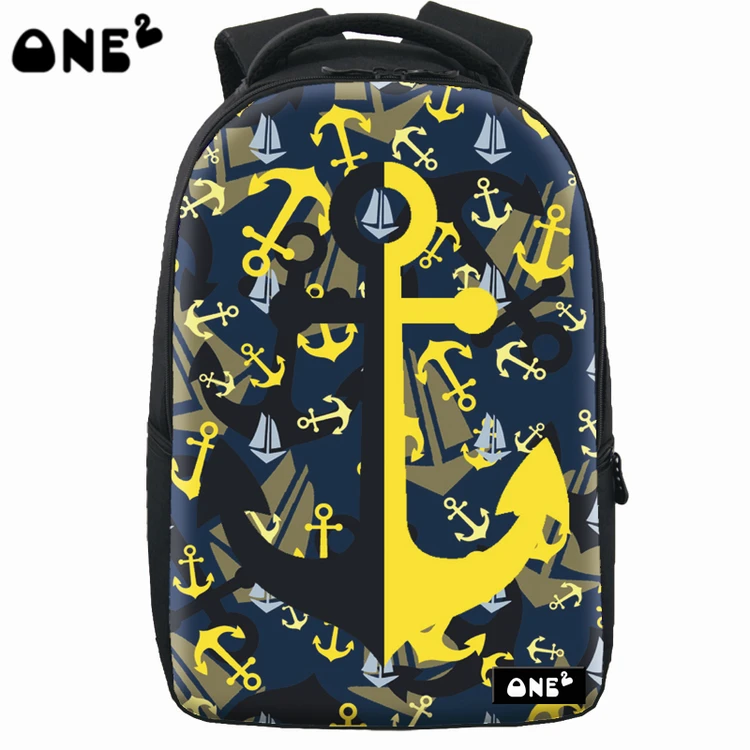 

ONE2 design hooks pattern hiking laptop backpack for boys large capacity shoulder strap adjustable, Customized