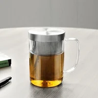 

2 cup handmade blown heat resistant one person glass tea pot