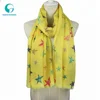 Bright color Lovely 50% viscose 50% cotton Star print Scarf