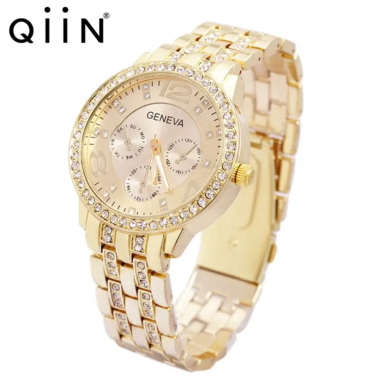 

QE0101 Hot selling geneva platinum watches japan movt with great price