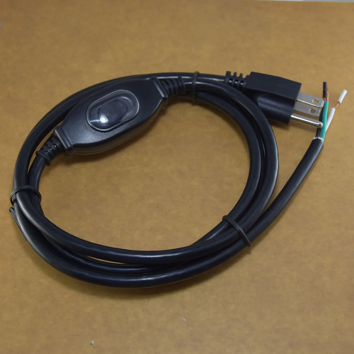 AWG 18/3 BLACK 6' POWER CORD with Inline ON/OFF ROCKER SWITCH 