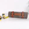 Custom waterproof waxed canvas leather wrench electrician motorcycle tool roll up bag with pockets for craftwork