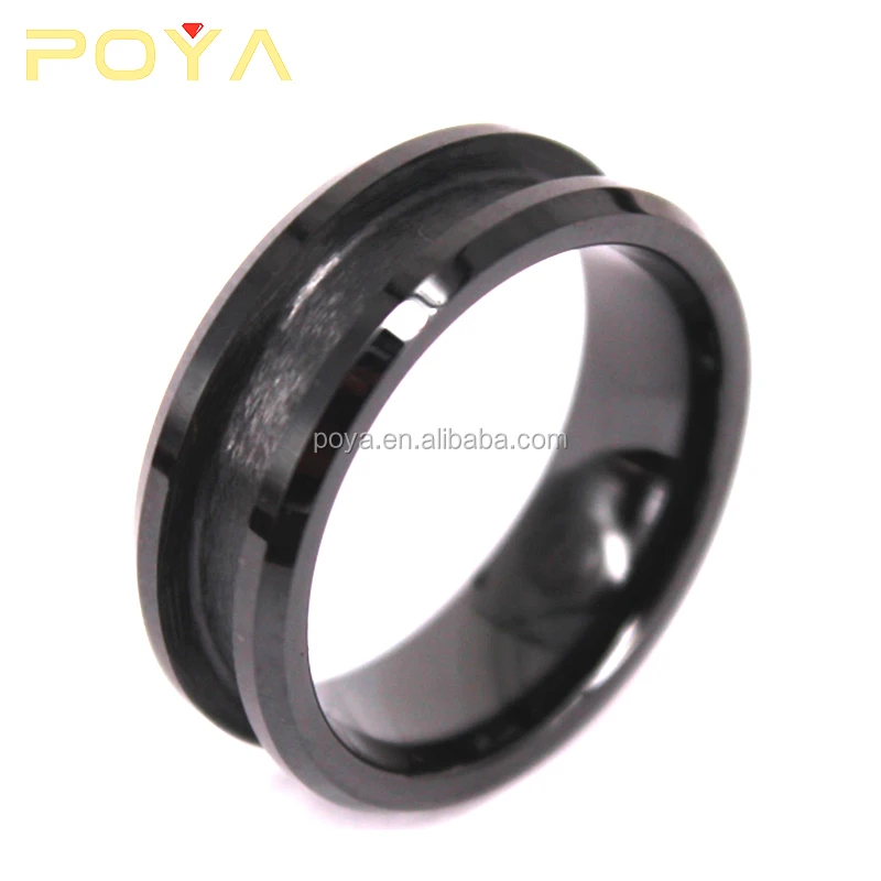 

POYA Jewelry Cheap Black 8mm Blank Tungsten Carbide Wedding Ring For Inlay