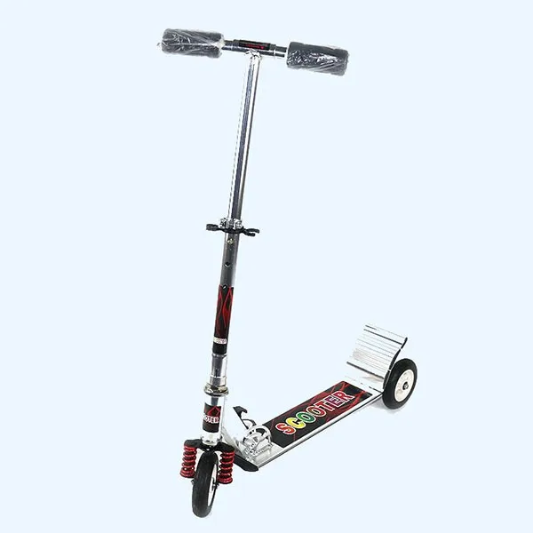 Double Two Rear Wheel Kick Scooter,Rubber Wheel Three Wheel Scooter