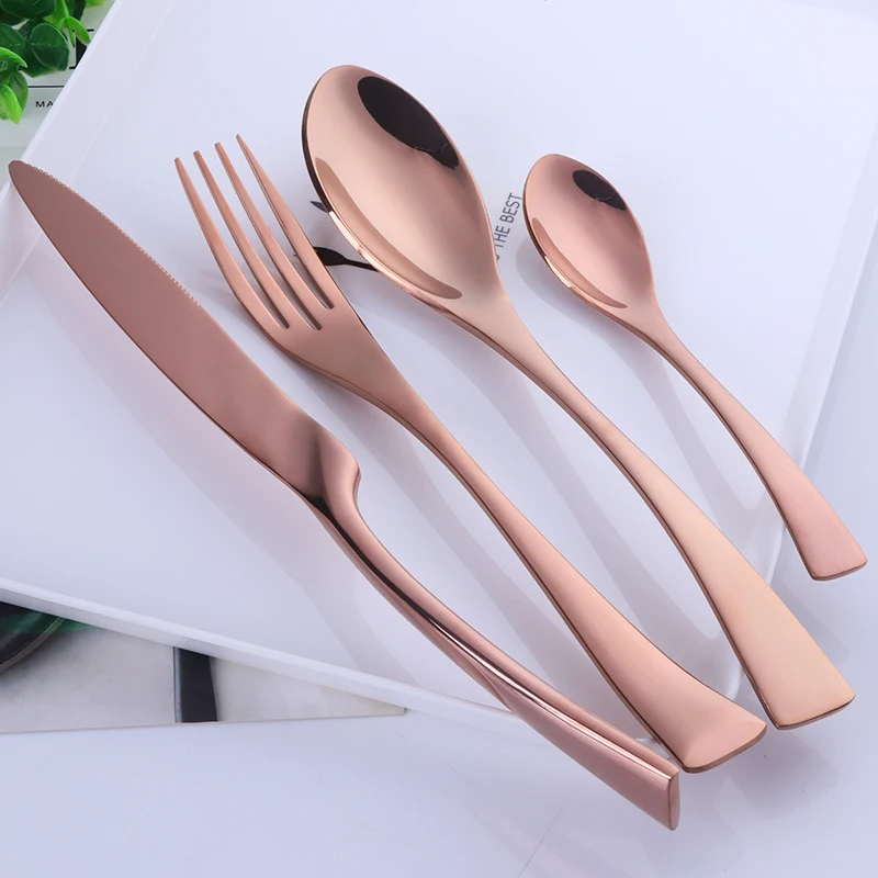 

Wholesale Luxury Stainless Steel Rose Gold Wedding High Quality Cutlery Set